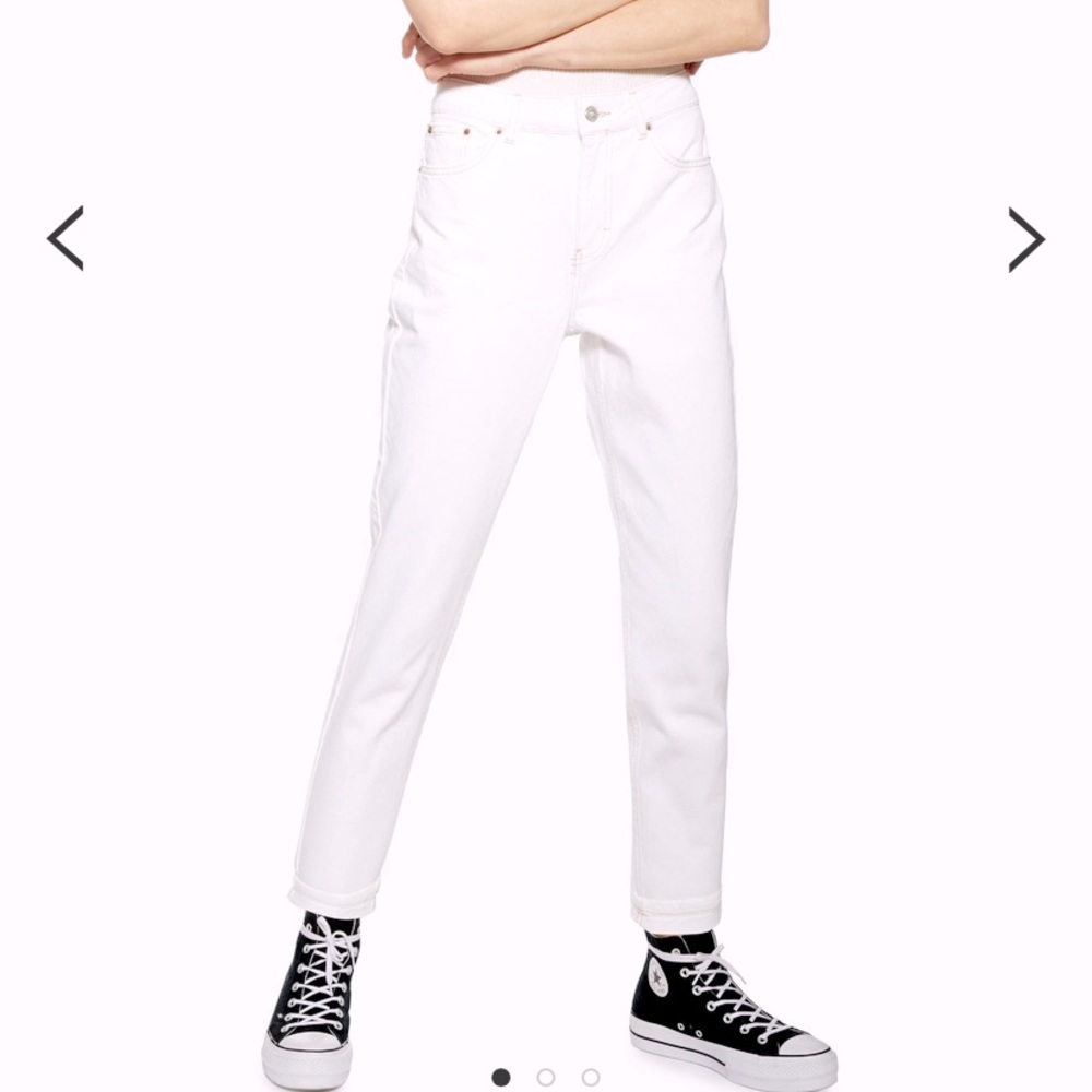 Topshop high waisted white mom jeans size 26